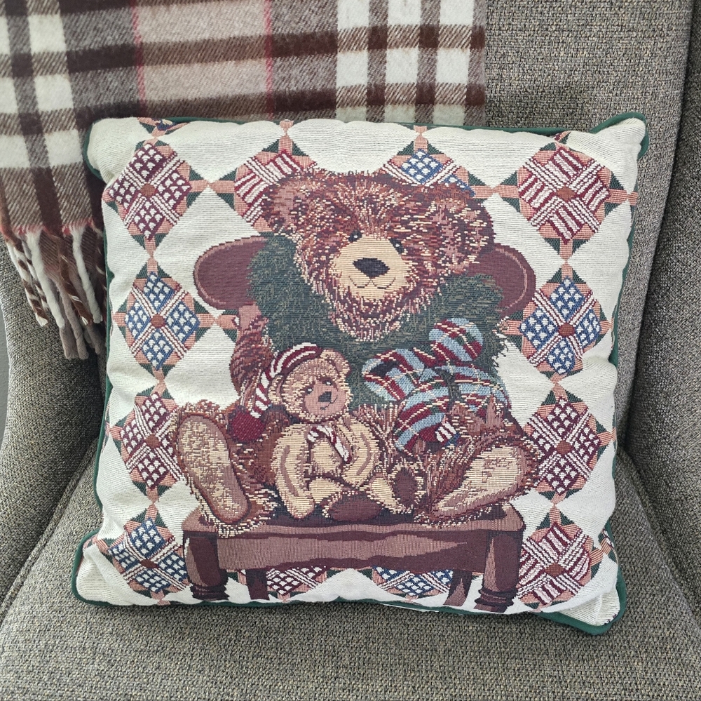 Holiday Teddy Bear Decorative Pillow